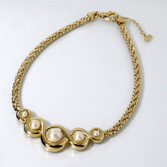 OLD Dior　パールチェーンネックレス（ゴールド）