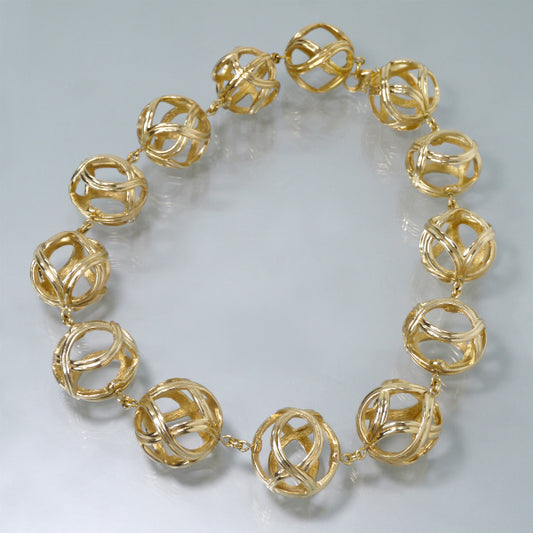 OLD Dior　透かしデザインボール ネックレス（ゴールド）