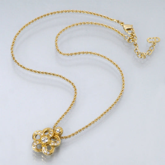 OLD Dior　ジルコニア フラワーネックレス（ゴールド）