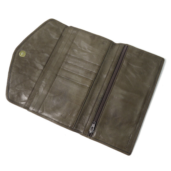 OLD Dior　パイソン型押しラム革長財布（茶）