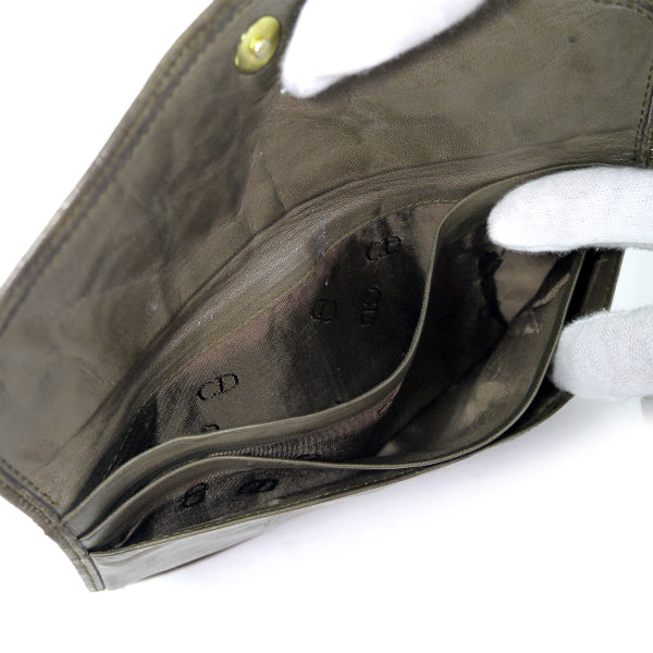 OLD Dior　パイソン型押しラム革長財布（茶）