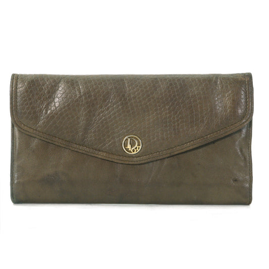 OLD Dior　パイソン型押しラム革長財布（茶）