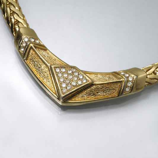 OLD Dior　ラインストーン ネックレス（ゴールド）