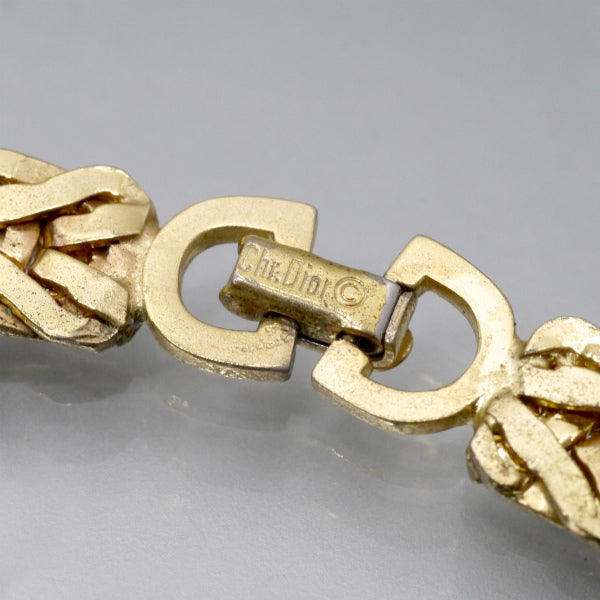 OLD Dior　ラインストーン ネックレス（ゴールド）