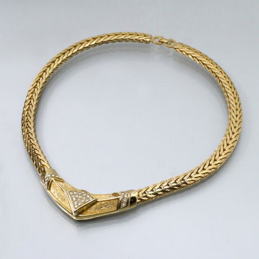 OLD Dior　ラインストーン ネックレス（ゴールド）