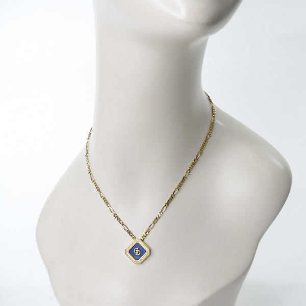 OLD Dior　CDロゴ ラピスラズリ天然石ネックレス（ゴールド）