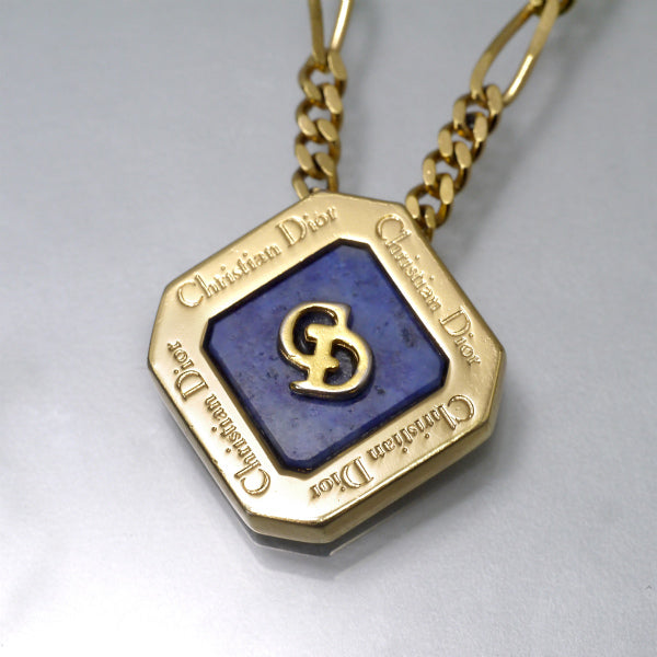 OLD Dior　CDロゴ ラピスラズリ天然石ネックレス（ゴールド）