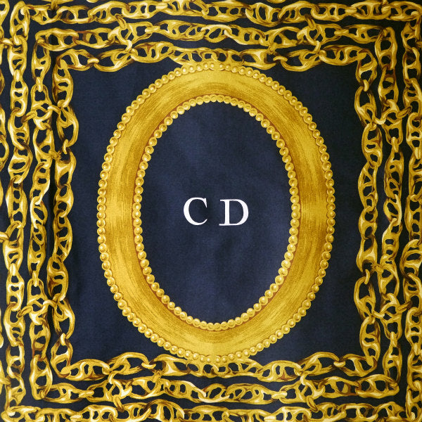 OLD Dior　ジュエリー×チェーン柄 大判シルクスカーフ（黒系）