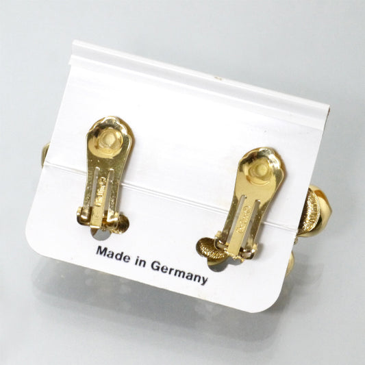 OLD Dior　ラピスラズリ天然石フラワーイヤリング（ゴールド）