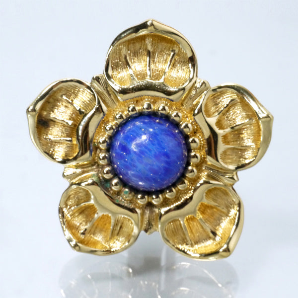 OLD Dior　ラピスラズリ天然石フラワーイヤリング（ゴールド）