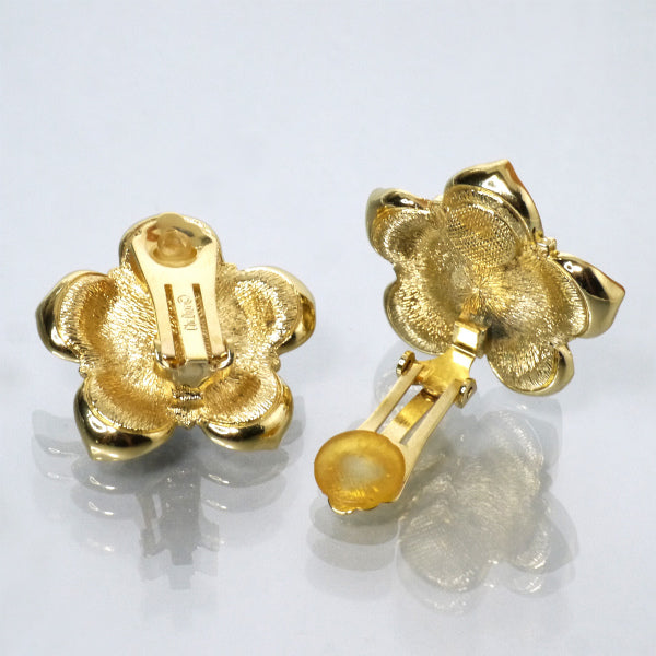 OLD Dior　ラピスラズリ天然石フラワーイヤリング（ゴールド）