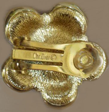 OLD Dior　ラピスラズリ天然石フラワーイヤリング（ゴールド）