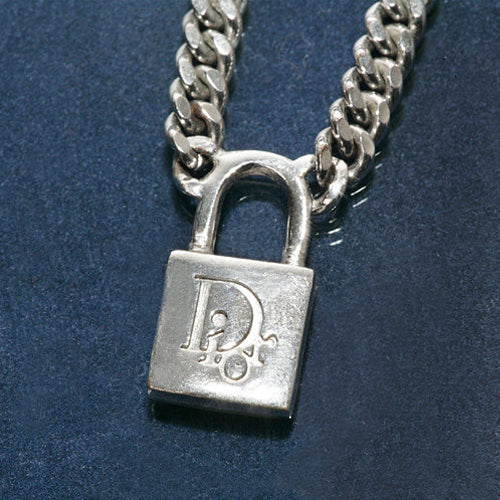 C Dior　シルバー南京錠ネックレス