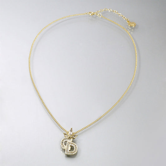 C.Dior ビジューラインストーンロゴネックレス（ゴールド）