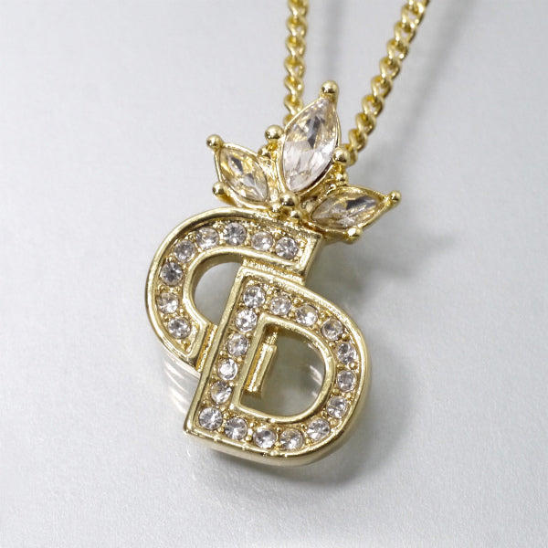 C.Dior ビジューラインストーンロゴネックレス（ゴールド）