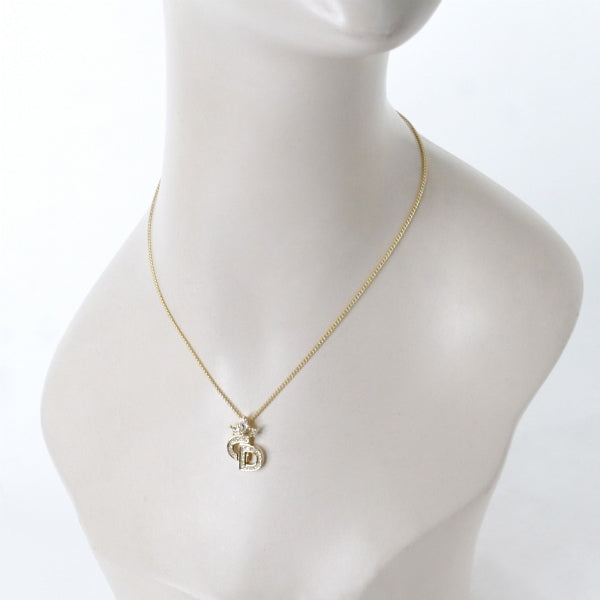 C.Dior ビジューラインストーンロゴネックレス（ゴールド）
