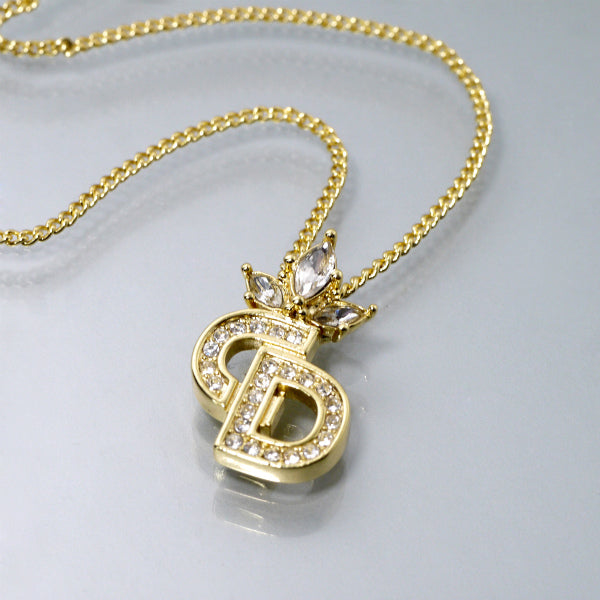 C.Dior ビジューラインストーンロゴネックレス（ゴールド）