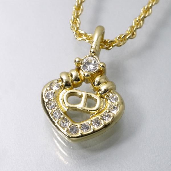 C.Dior ラインストーンロゴプレートネックレス（ゴールド）