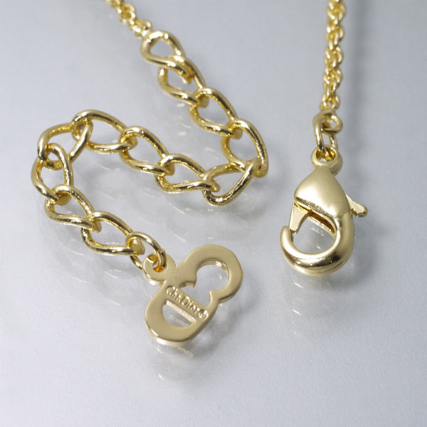 C.Dior ラインストーンロゴプレートネックレス（ゴールド）