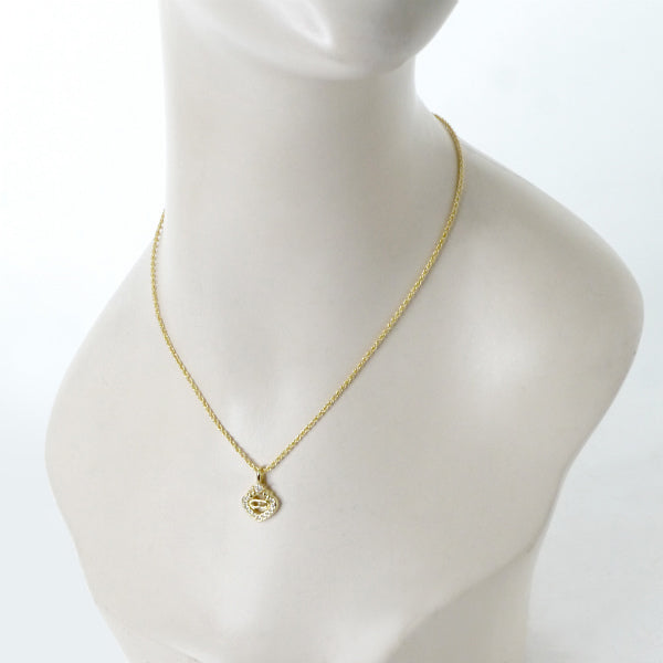 C.Dior ラインストーンロゴプレートネックレス（ゴールド）