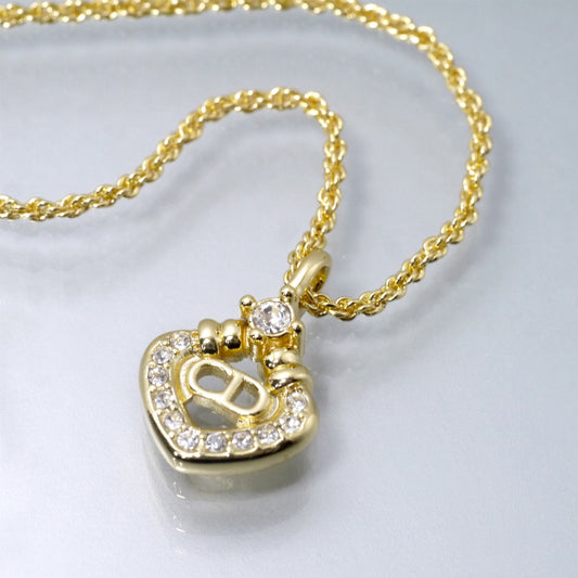 C.Dior ラインストーンロゴプレートネックレス（ゴールド）