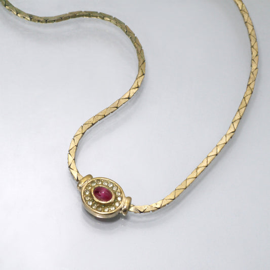 OLD Dior　カラーストーンネックレス（金古美）