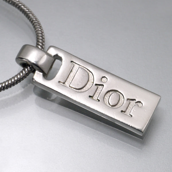 C.Dior ロゴプレートスネークチェーンネックレス（シルバー）
