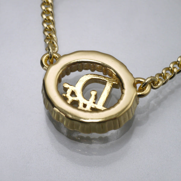 C.Dior ラインストーンオーバルロゴネックレス（ゴールド）