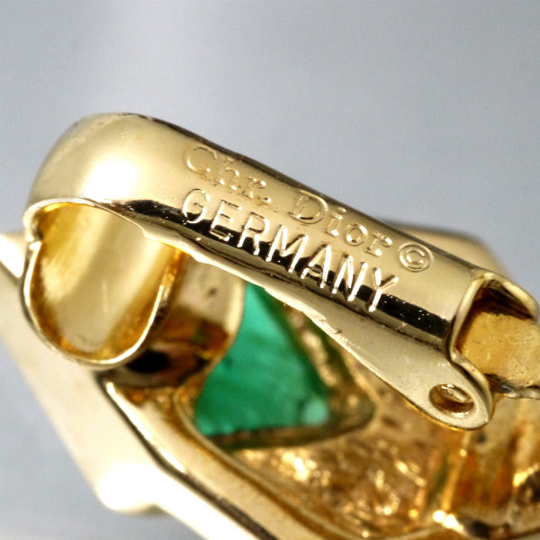 Old Dior ダイヤ型グリーンストーン イヤリング（ゴールド）