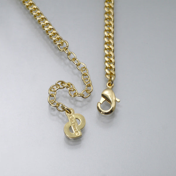 C.Dior ラウンドロゴ コインネックレス（ゴールド/黒）