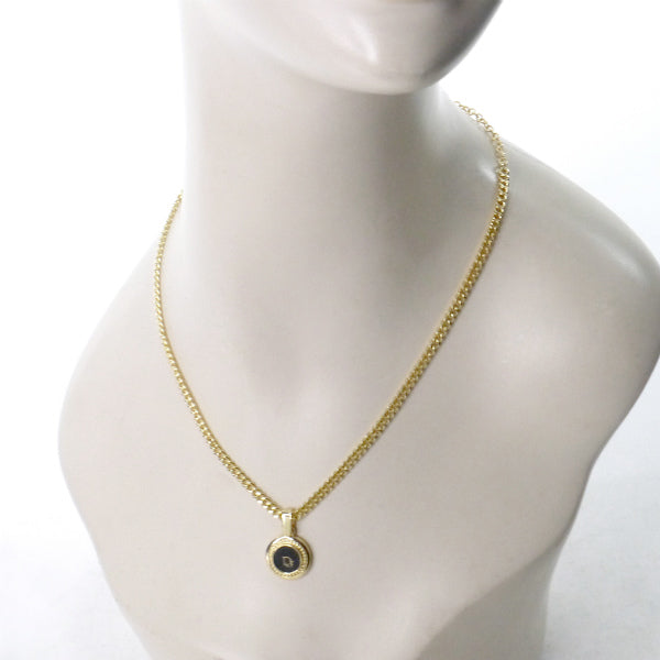 C.Dior ラウンドロゴ コインネックレス（ゴールド/黒）