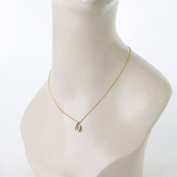 C.Dior 一粒パール×ロゴプレートネックレス（ゴールド）