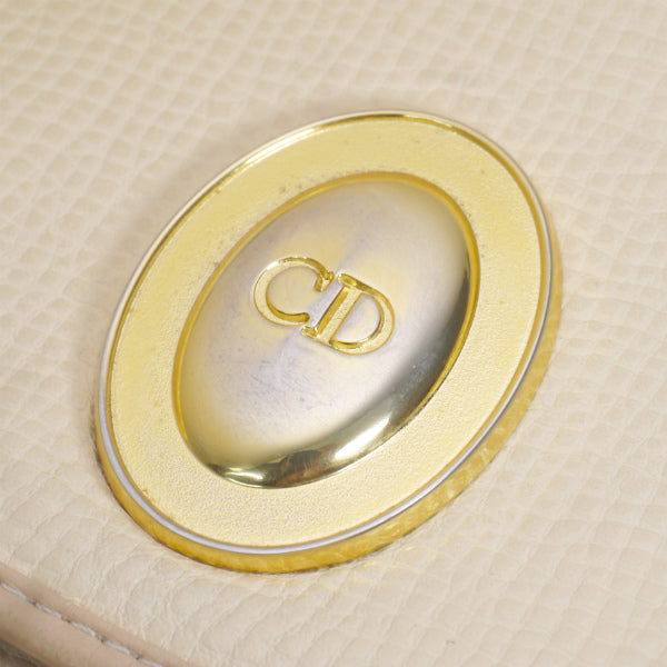 OLD Dior　総革オーバルロゴ金具2WAYショルダー（クリーム）
