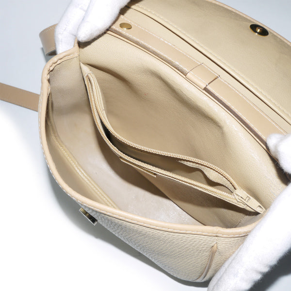 OLD Dior　総革オーバルロゴ金具2WAYショルダー（クリーム）