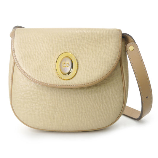OLD Dior　総革オーバルロゴ金具2WAYショルダー（クリーム）