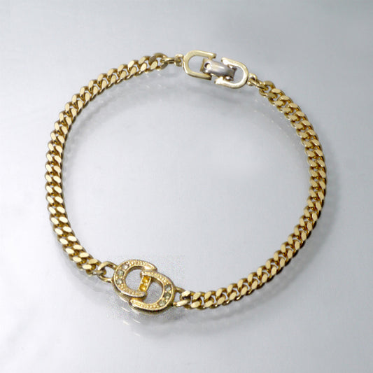 C.Dior　CDロゴストーン チェーンブレスレット（ゴールド）
