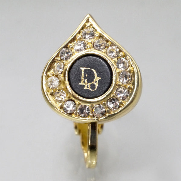 C.Dior　ドロップ型ロゴイヤリング（ジルコニア×ブラック）