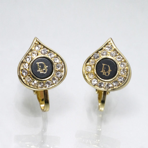 C.Dior　ドロップ型ロゴイヤリング（ジルコニア×ブラック）