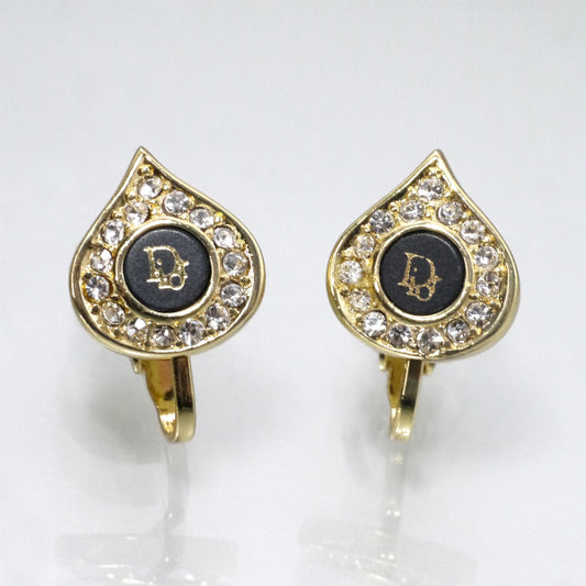 C.Dior　ドロップ型ロゴイヤリング（ジルコニア×ブラック）