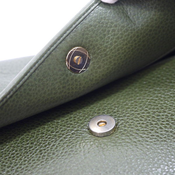 Old Dior　バイカラー総革 ポシェット（緑×キャメル）