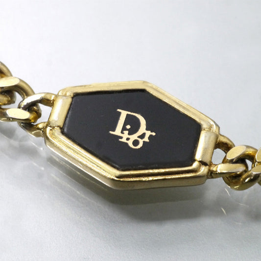 C.Dior　ロゴ チェーンブレスレット（ゴールド×黒）