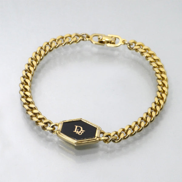 C.Dior　ロゴ チェーンブレスレット（ゴールド×黒）