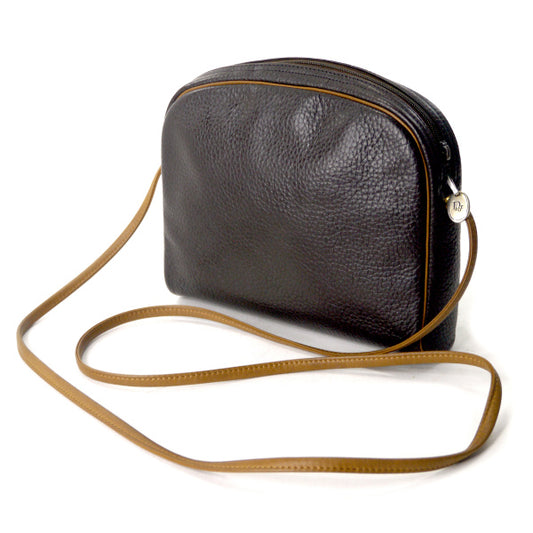 OLD Dior　型押しレザーロゴミニポシェット（茶）