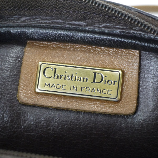 OLD Dior　型押しレザーロゴミニポシェット（茶）