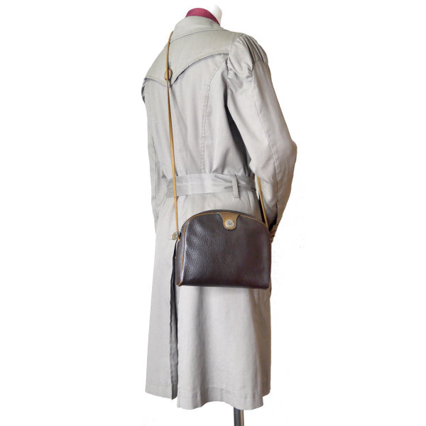 OLD Dior　型押しレザーロゴミニポシェット（茶）