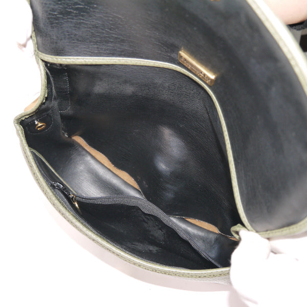 Old Dior　バイカラー総革半円ショルダー（緑×キャメル）