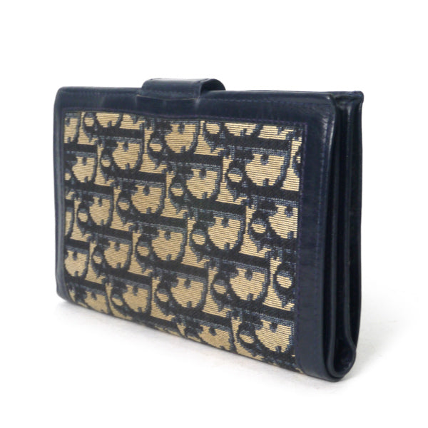 OLD Dior　トロッター柄キャンバスレザー長財布（青）