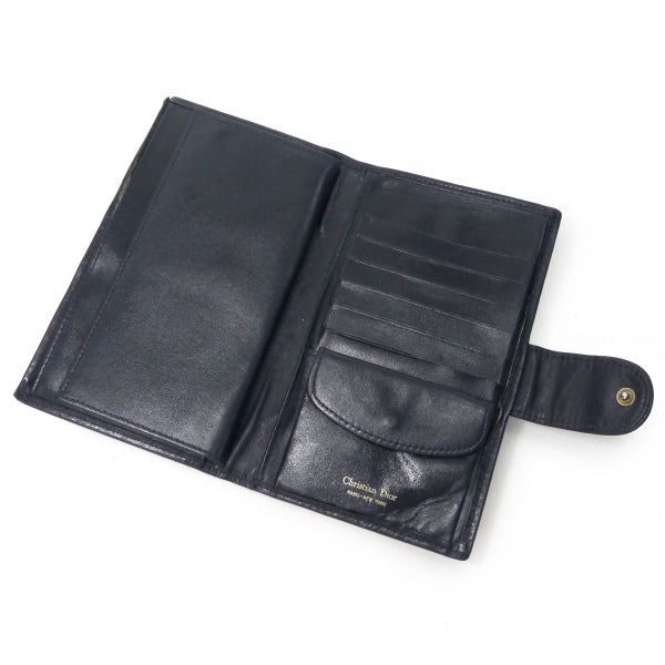 OLD Dior　トロッター柄キャンバスレザー長財布（青）