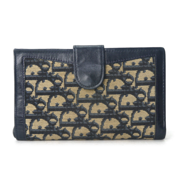 OLD Dior　トロッター柄キャンバスレザー長財布（青）