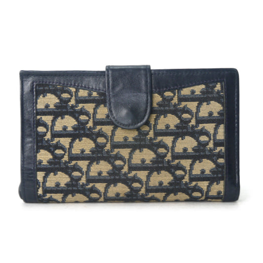 OLD Dior　トロッター柄キャンバスレザー長財布（青）